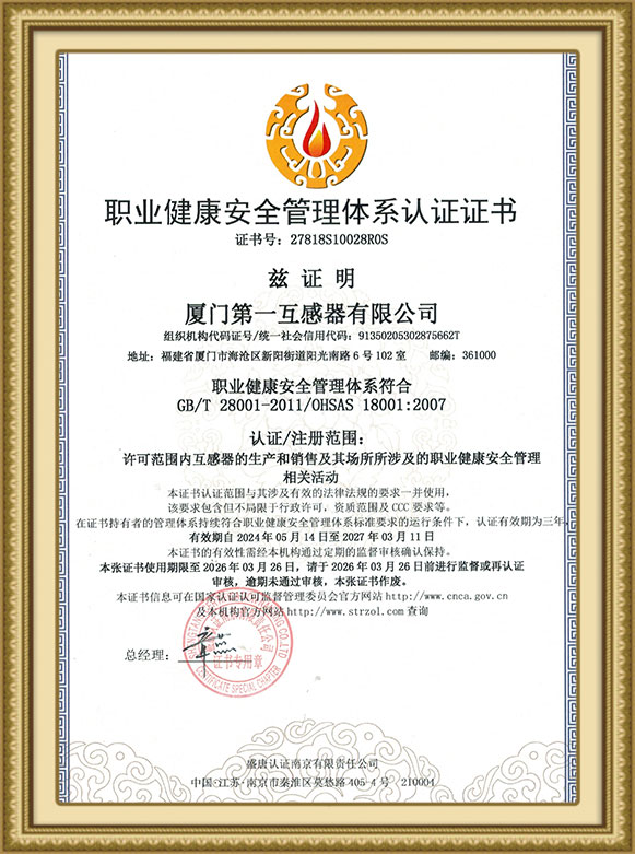 Occupational Health and Safety System Certificate